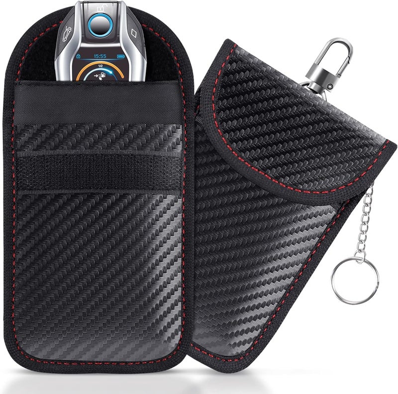 lanpard Faraday Bag for Key Fob(2 Pack), Faraday Cage Protector, Car RFID Signal Blocking Key Fob Protector, Double-Layers of Shielding Carbon Fiber Material Anti-Theft Faraday Pouch - Image 1